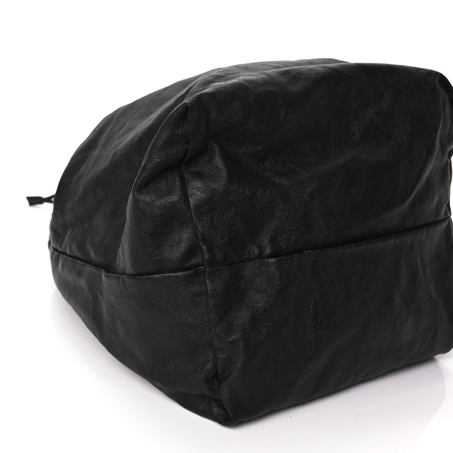 Saint Laurent Smooth Calfskin Teddy Drawstring Bag Black Image 9