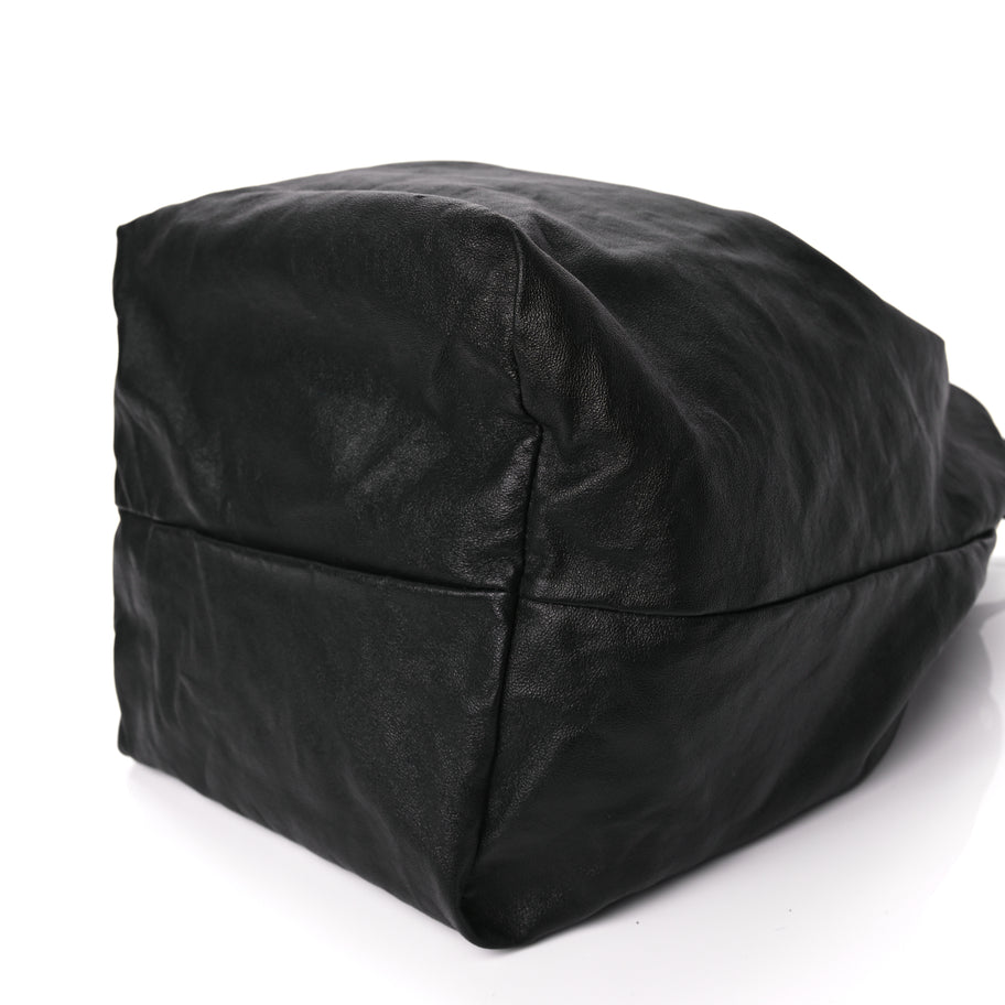 Saint Laurent Smooth Calfskin Teddy Drawstring Bag Black Image 10