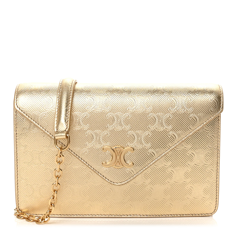  Celine Metallic Triomphe Wallet on Chain
