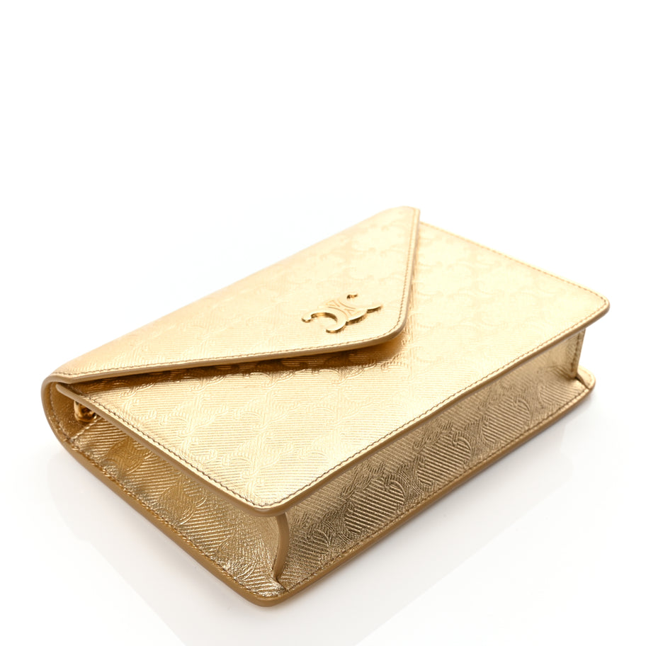 Celine Metallic Triomphe Wallet on Chain Image 3