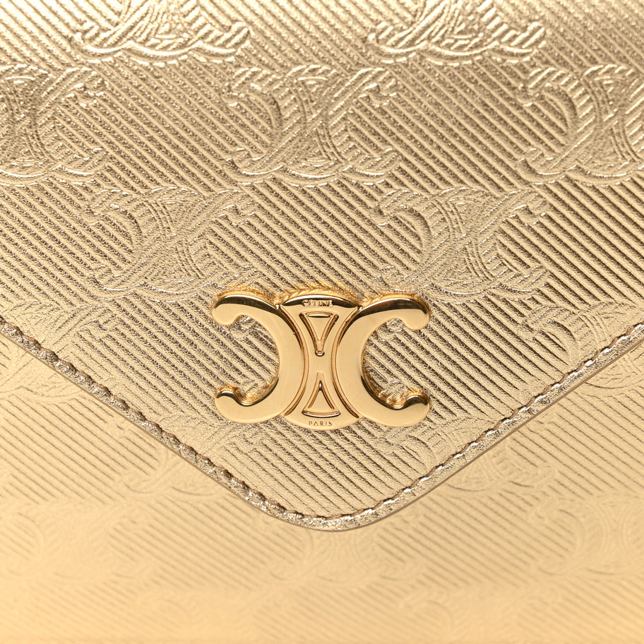 Celine Metallic Triomphe Wallet on Chain Image 6