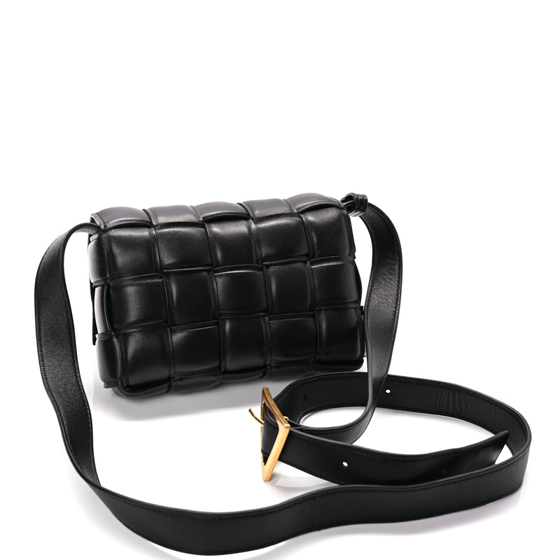  Bottega Veneta Nappa Maxi Intreccio Small Padded Cassette Crossbody Bag Black