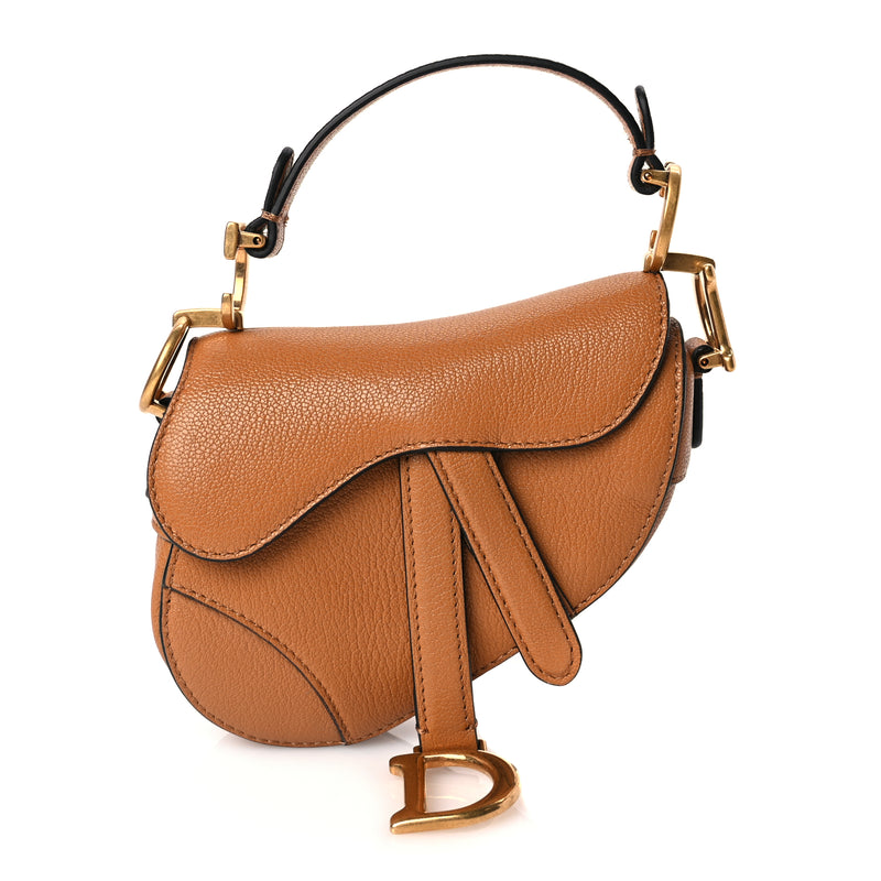  Christian Dior Goatskin Micro Saddle Bag Camello