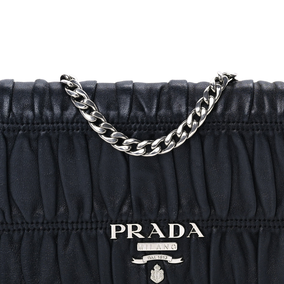Prada Nappa Gaufre Wallet On Chain  Black Image 6