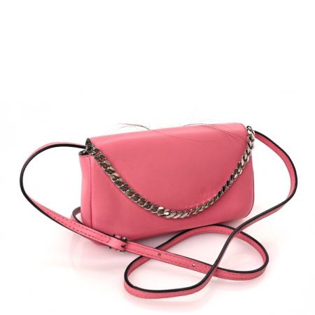  Fendi Nappa Rabbit Fox Fur Micro Buggie Baguette Rosa Fluo Multicolor