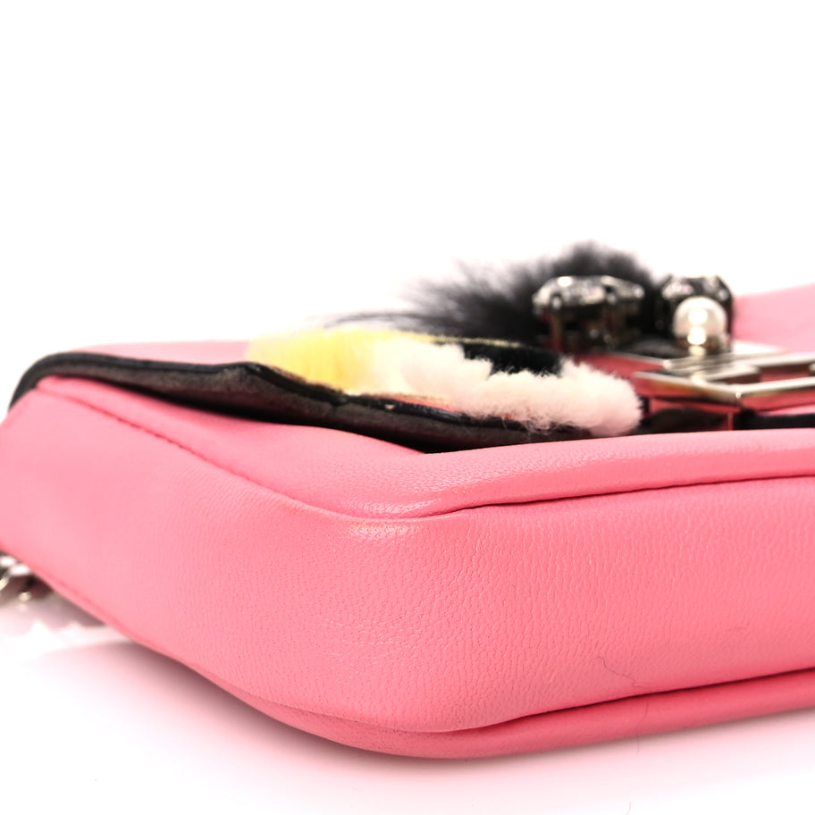 Fendi Nappa Rabbit Fox Fur Micro Buggie Baguette Rosa Fluo Multicolor Image 4