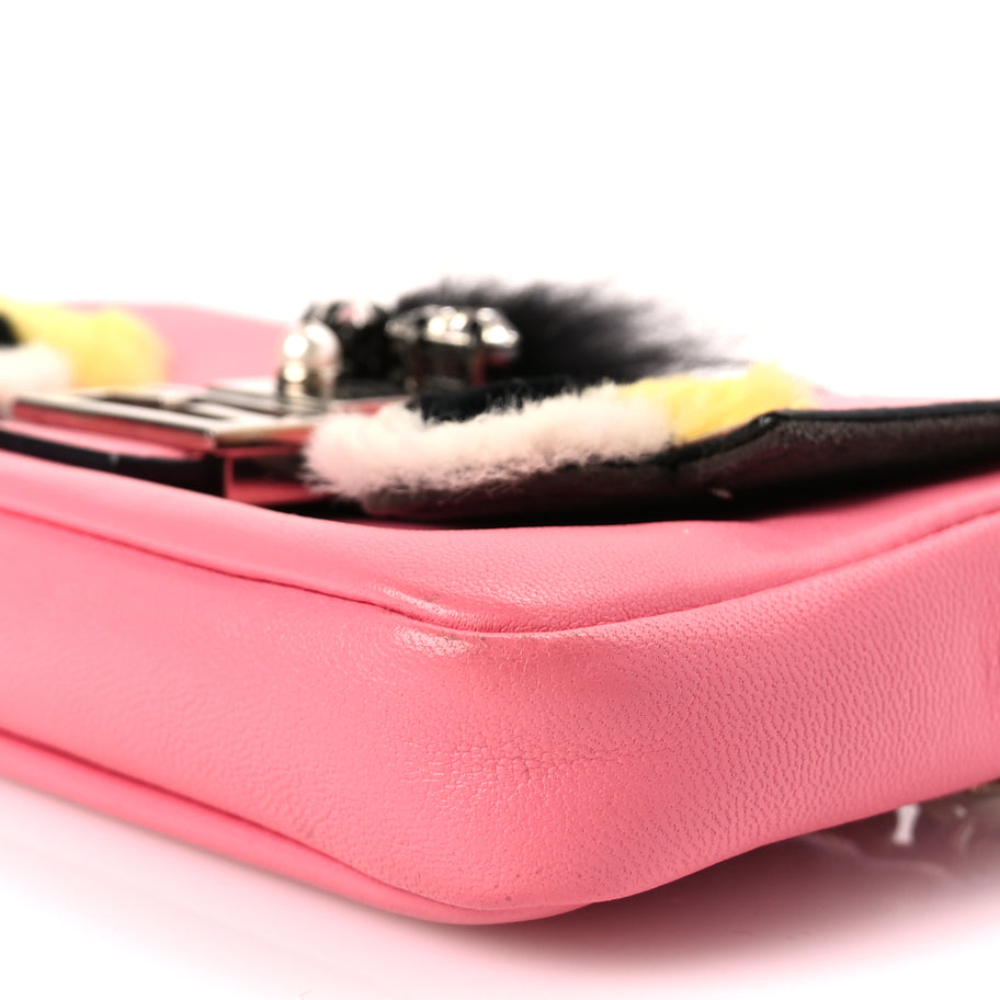 Fendi Nappa Rabbit Fox Fur Micro Buggie Baguette Rosa Fluo Multicolor Image 5