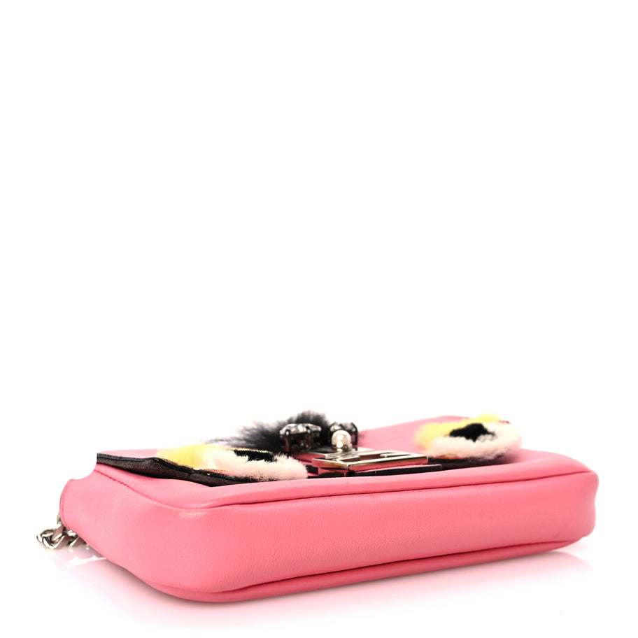 Fendi Nappa Rabbit Fox Fur Micro Buggie Baguette Rosa Fluo Multicolor Image 6