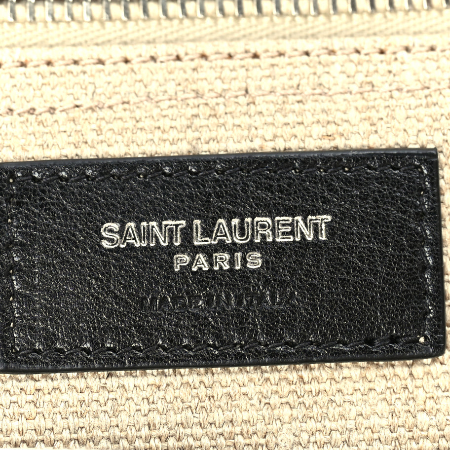 Saint Laurent Linen Calfskin Small Rive Gauche Tote  Optic White Image 5