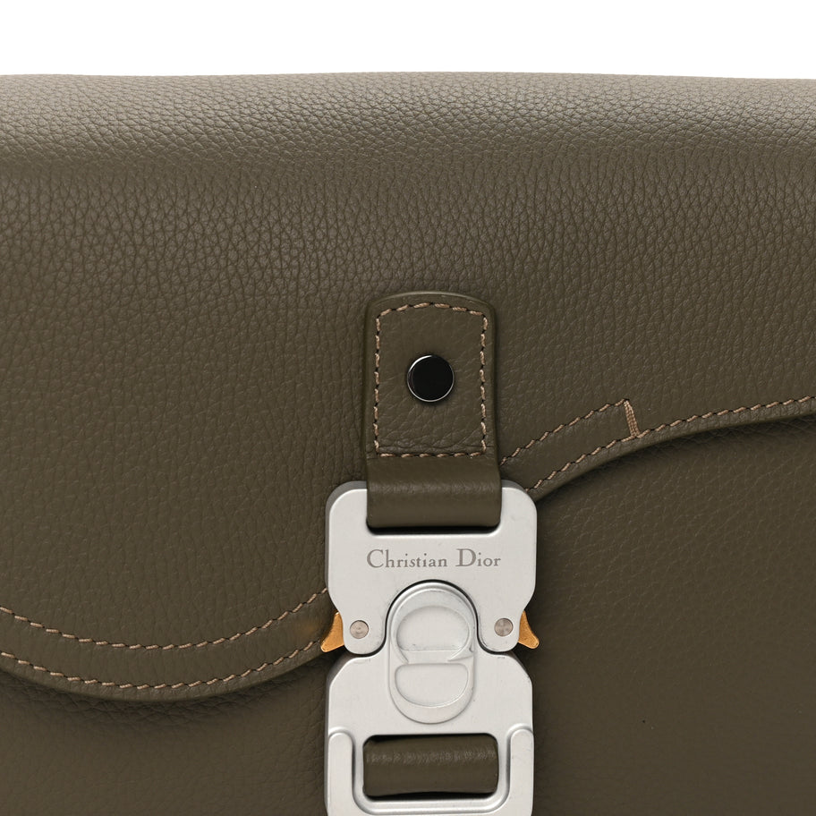 Christian Dior Grained Calfskin Small Saddle Messenger Bag Green Image 6
