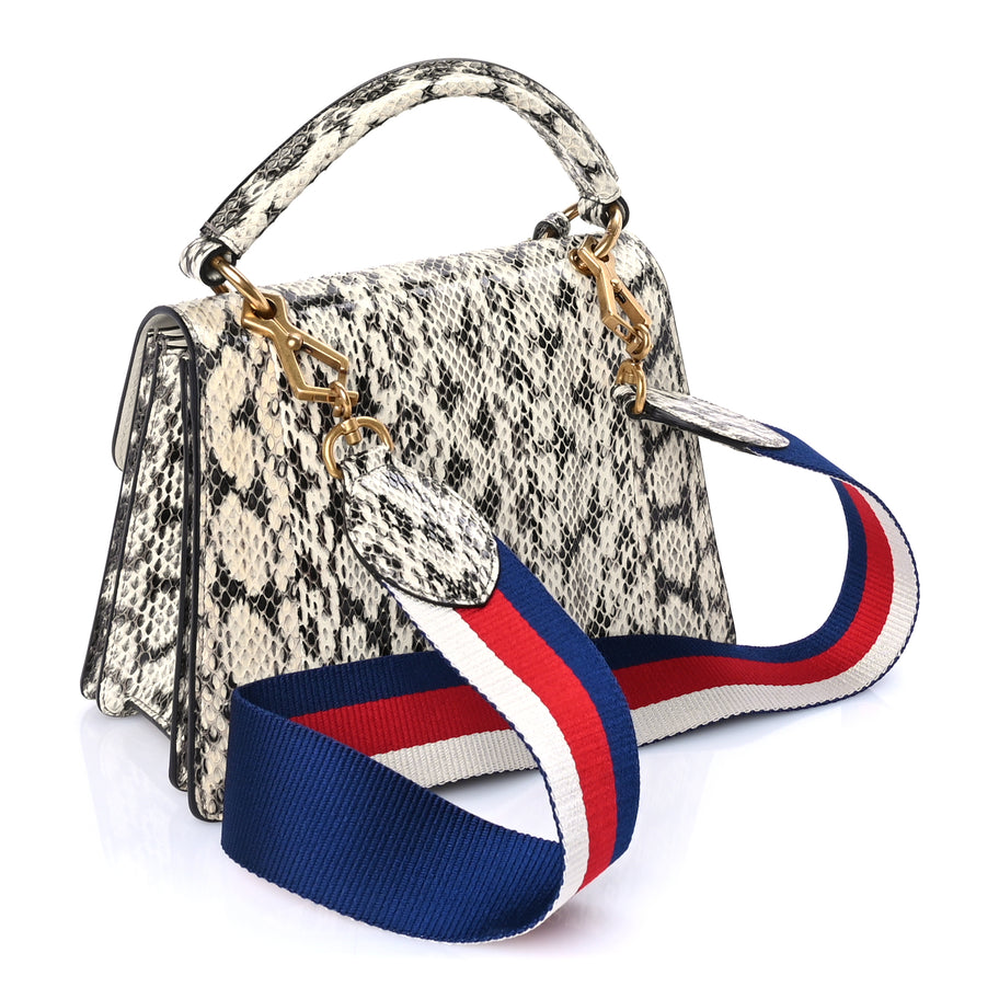 Gucci Snakeskin Sylvie Web Small Queen Margaret Top Handle Bag Roccia Natural Image 2