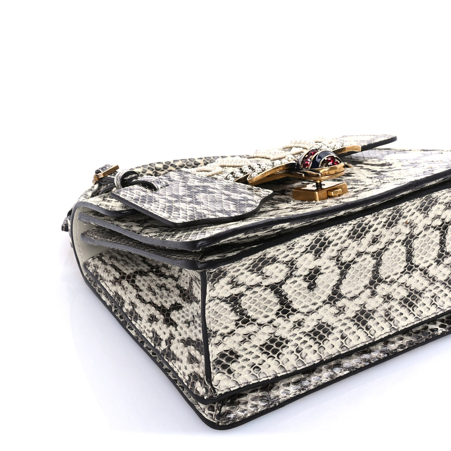Gucci Snakeskin Sylvie Web Small Queen Margaret Top Handle Bag Roccia Natural Image 7