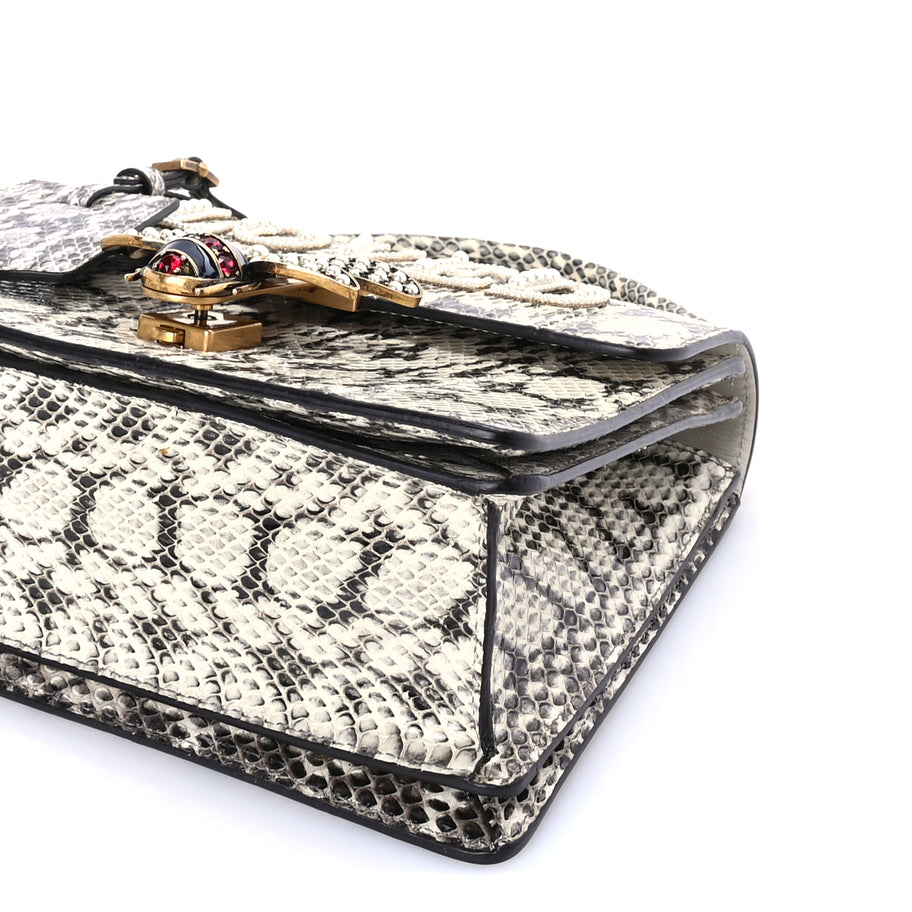 Gucci Snakeskin Sylvie Web Small Queen Margaret Top Handle Bag Roccia Natural Image 8