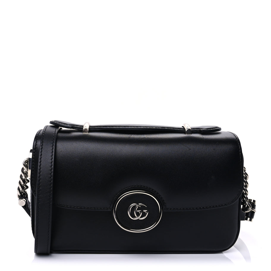 Gucci Senna Calfskin Petite GG Top Handle Shoulder Bag Black Image 1