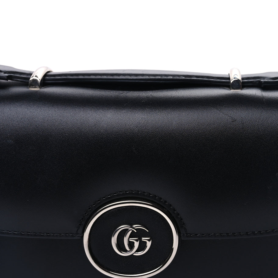 Gucci Senna Calfskin Petite GG Top Handle Shoulder Bag Black Image 6