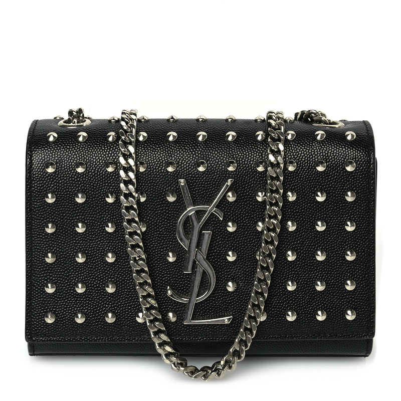  Saint Laurent Grain De Poudre Studded Small Classic Monogram Kate Satchel