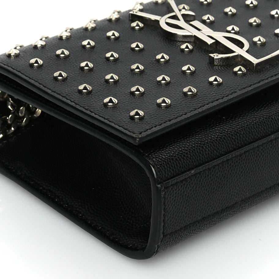 Saint Laurent Grain De Poudre Studded Small Classic Monogram Kate Satchel Image 7