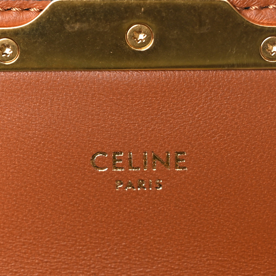 Celine Canvas Calfskin Triomphe Shoulder Bag Tan Image 5