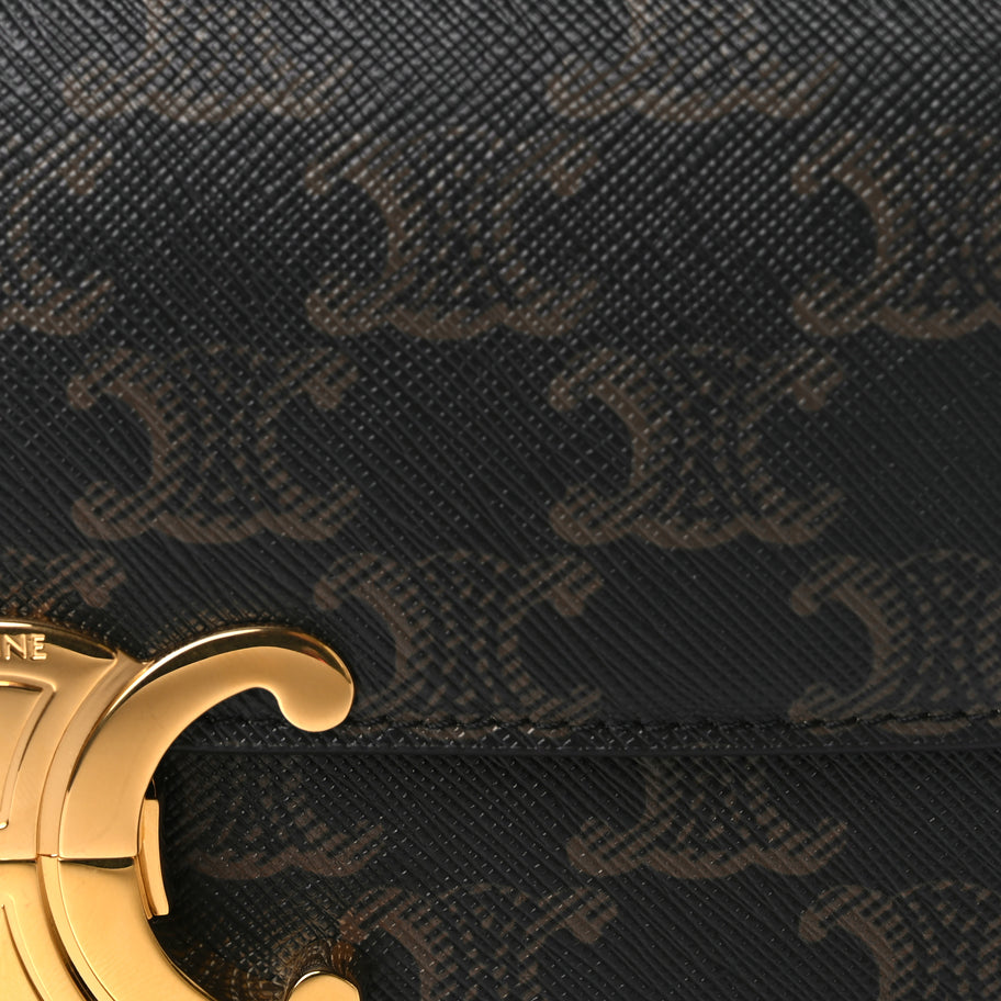 Celine Canvas Calfskin Triomphe Shoulder Bag Tan Image 6