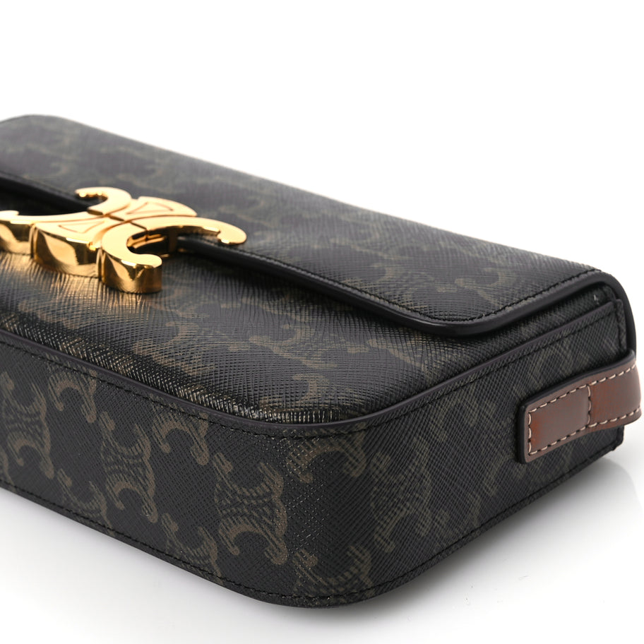 Celine Canvas Calfskin Triomphe Shoulder Bag Tan Image 8