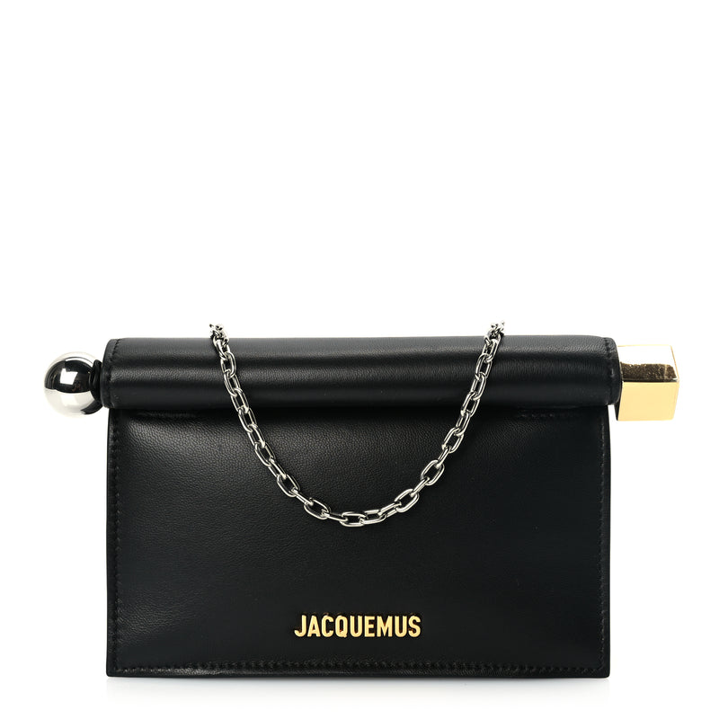  Jacquemus Smooth Calfskin La Petite Pochette Rond Carre Black
