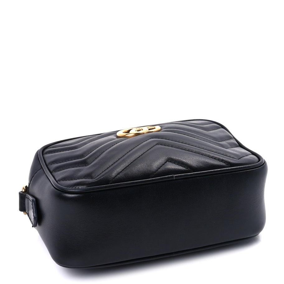 Gucci Calfskin Matelasse Mini GG Marmont Chain Shoulder Bag  Black Image 3