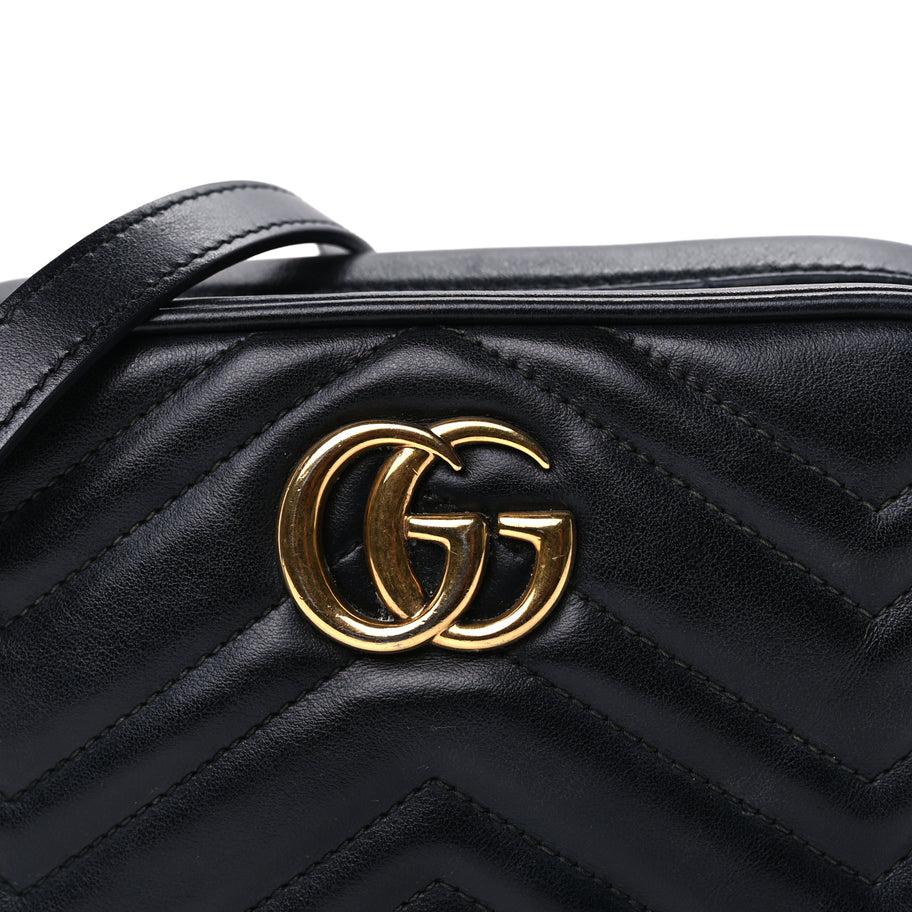Gucci Calfskin Matelasse Mini GG Marmont Chain Shoulder Bag  Black Image 6