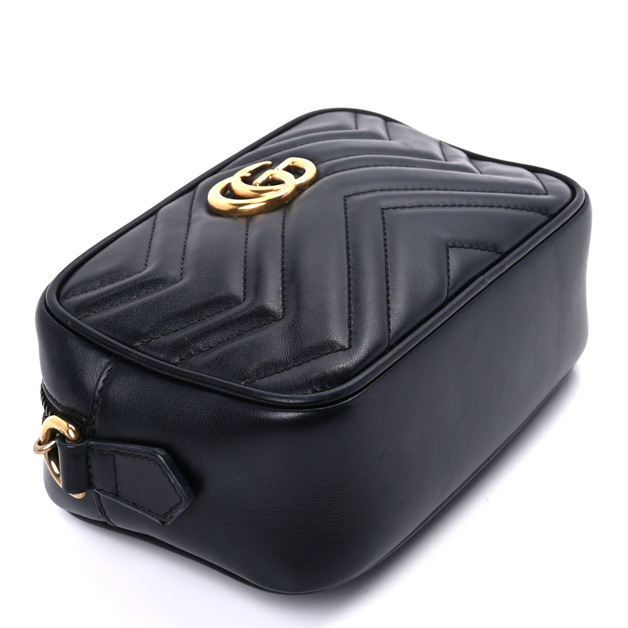Gucci Calfskin Matelasse Mini GG Marmont Chain Shoulder Bag  Black Image 7