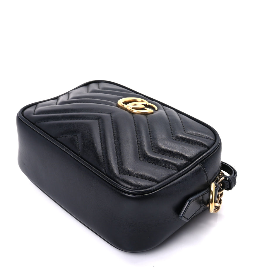 Gucci Calfskin Matelasse Mini GG Marmont Chain Shoulder Bag  Black Image 8