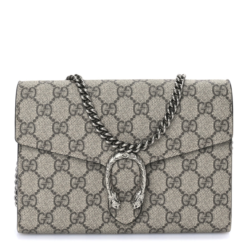  Gucci GG Supreme Monogram Mini Dionysus Chain Wallet Beige Taupe