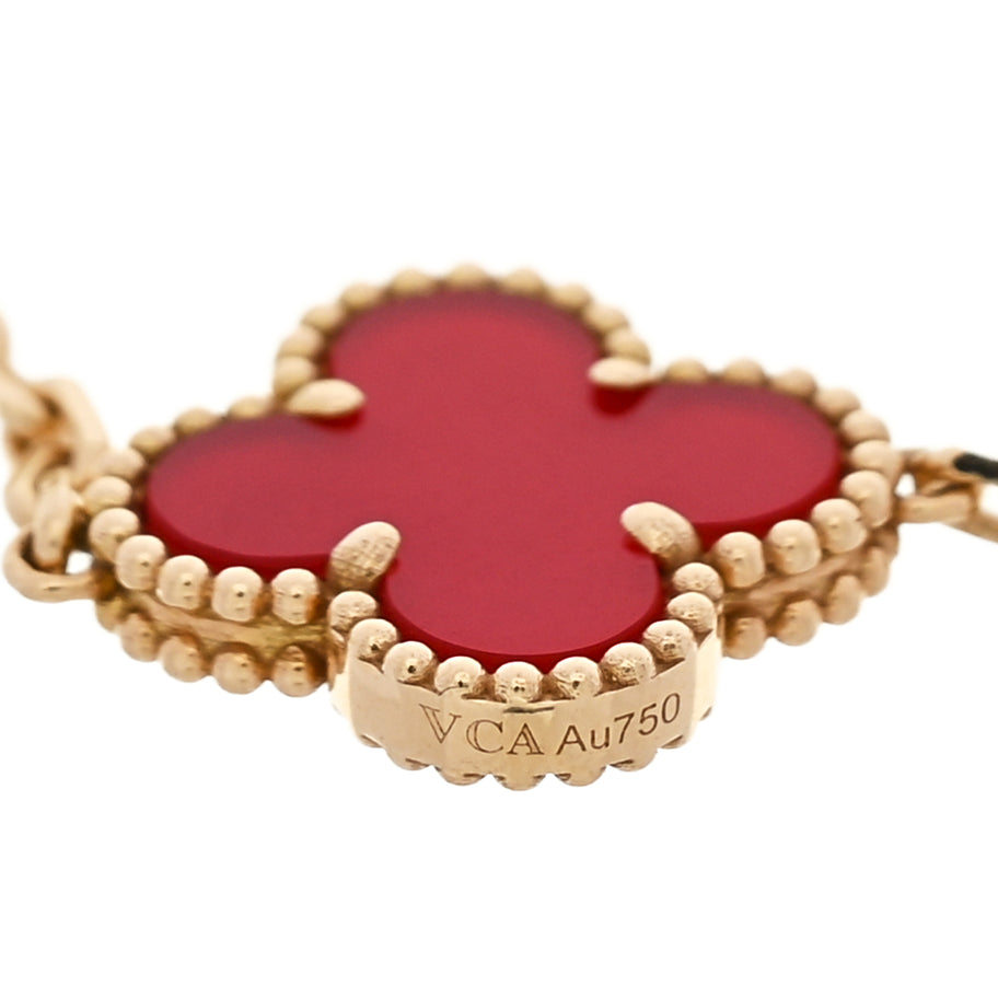 Van Cleef & Arpels 18K Yellow Gold Carnelian 5 Motifs Vintage Alhambra Bracelet Image 3