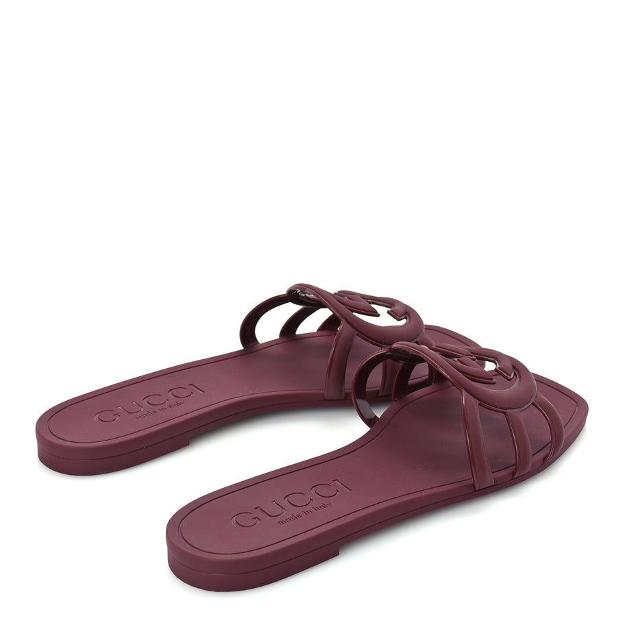 Gucci Rubber Interlocking G Womens Slide Sandals 39  Rosso Ancora Image 3