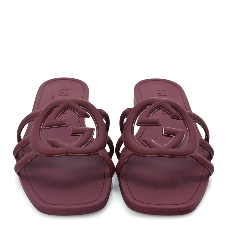 Gucci Rubber Interlocking G Womens Slide Sandals 39  Rosso Ancora Image 4