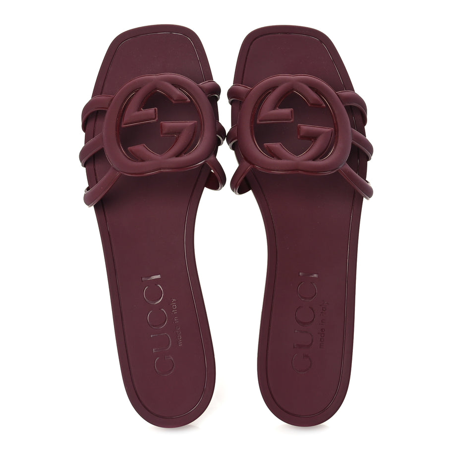 Gucci Rubber Interlocking G Womens Slide Sandals 39  Rosso Ancora Image 6