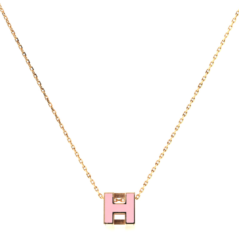  Hermes Gold Lacquered Cage d' Pendant Necklace