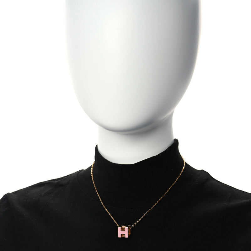  Hermes Gold Lacquered Cage d' Pendant Necklace