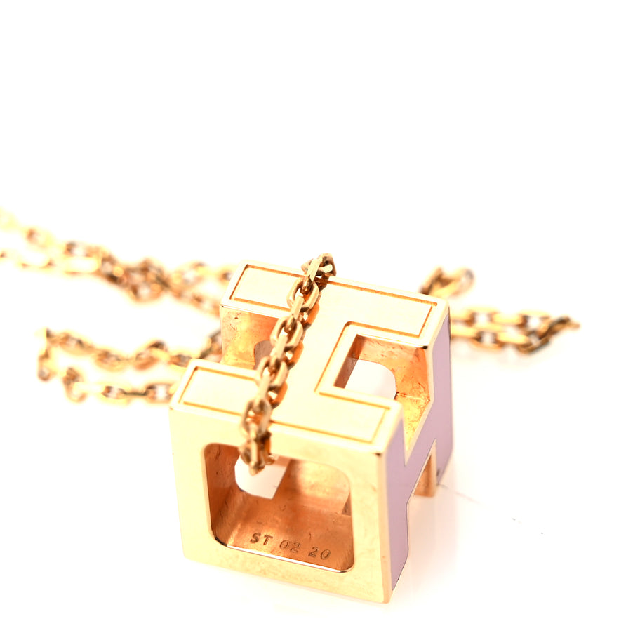 Hermes Gold Lacquered Cage d' Pendant Necklace Image 5