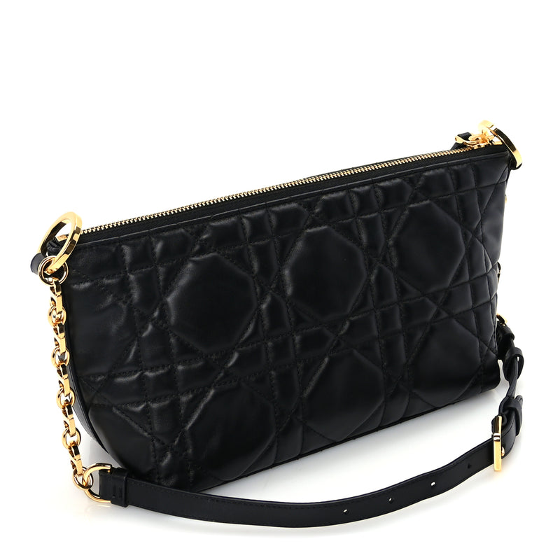  Christian Dior Lambskin Macrocannage DiorStar Hobo Bag Black