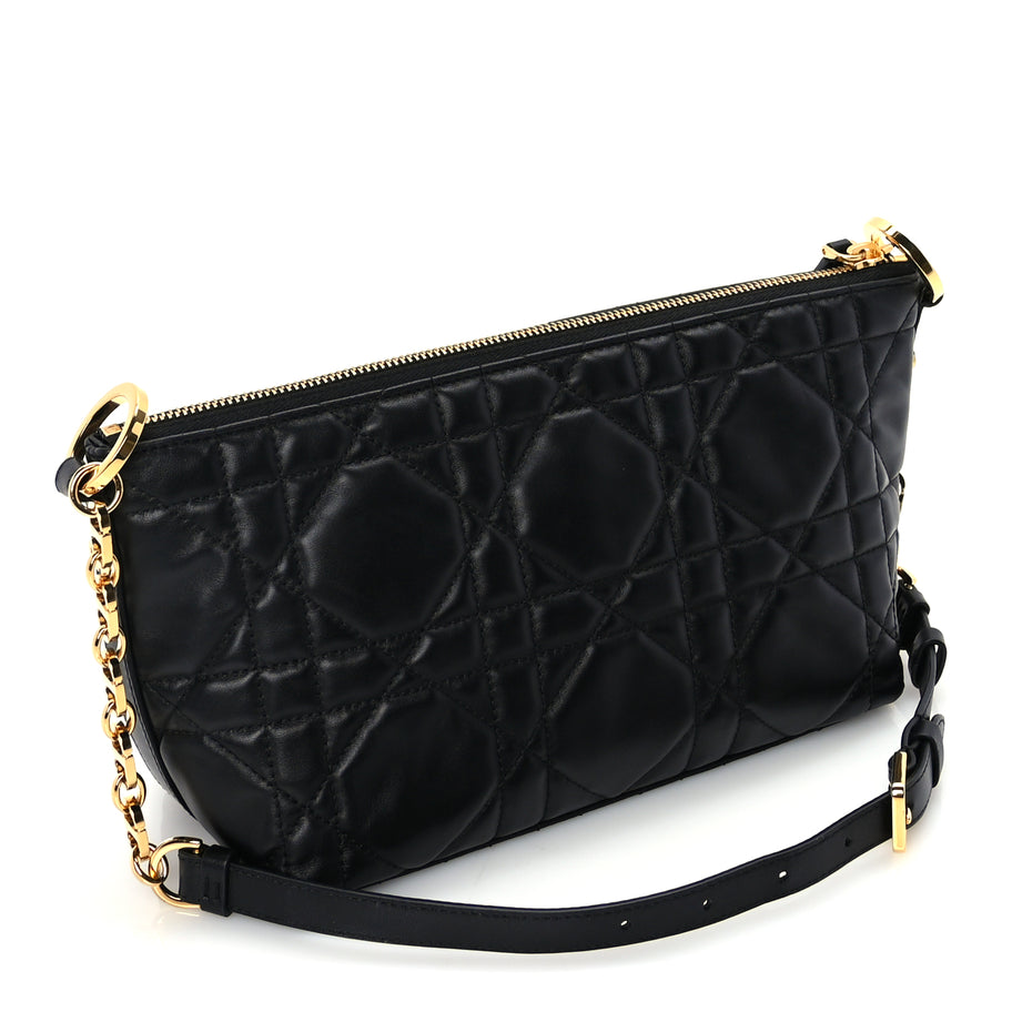 Christian Dior Lambskin Macrocannage DiorStar Hobo Bag Black Image 2