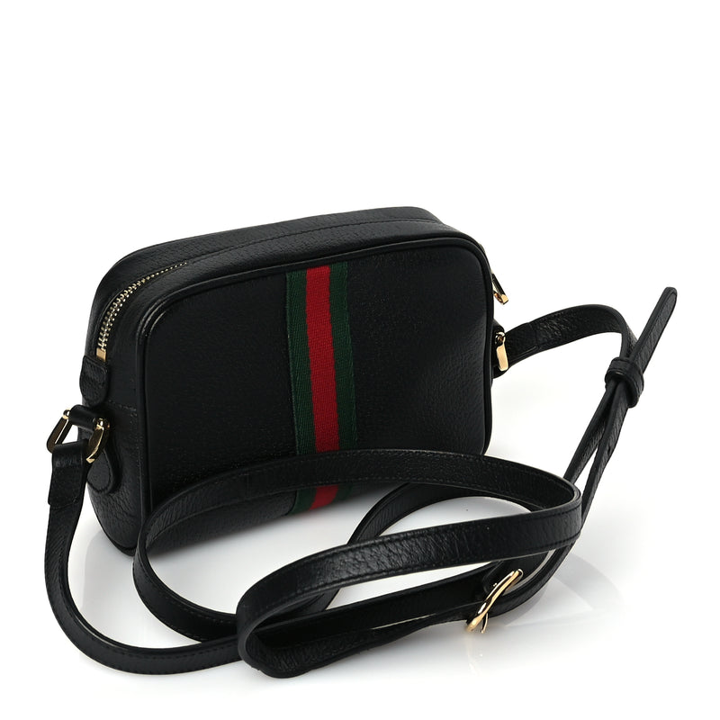  Gucci Calfskin Web Mini Ophidia Shoulder Bag Black