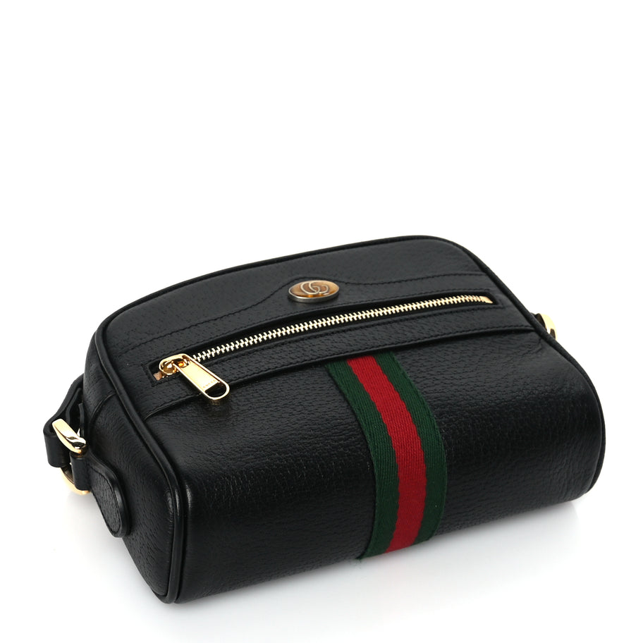 Gucci Calfskin Web Mini Ophidia Shoulder Bag Black Image 3