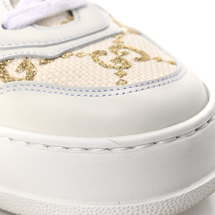 Gucci Dali Soft Calfskin GG Tennis Embossed Perforated Womens Platform 55mm Sneakers White Gold Image 9