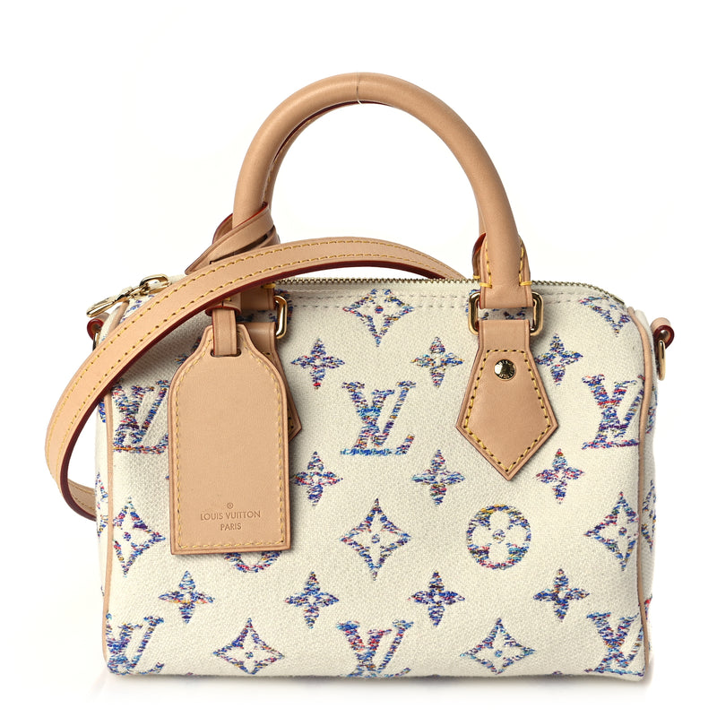  Louis Vuitton Monogram Jacquard Fabric Speedy Bandouliere 20 Multicolor Beige