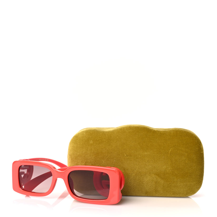 Gucci Acetate Chaise Rectangler Frame Sunglasses GG1325S Salmon Pink Image 6