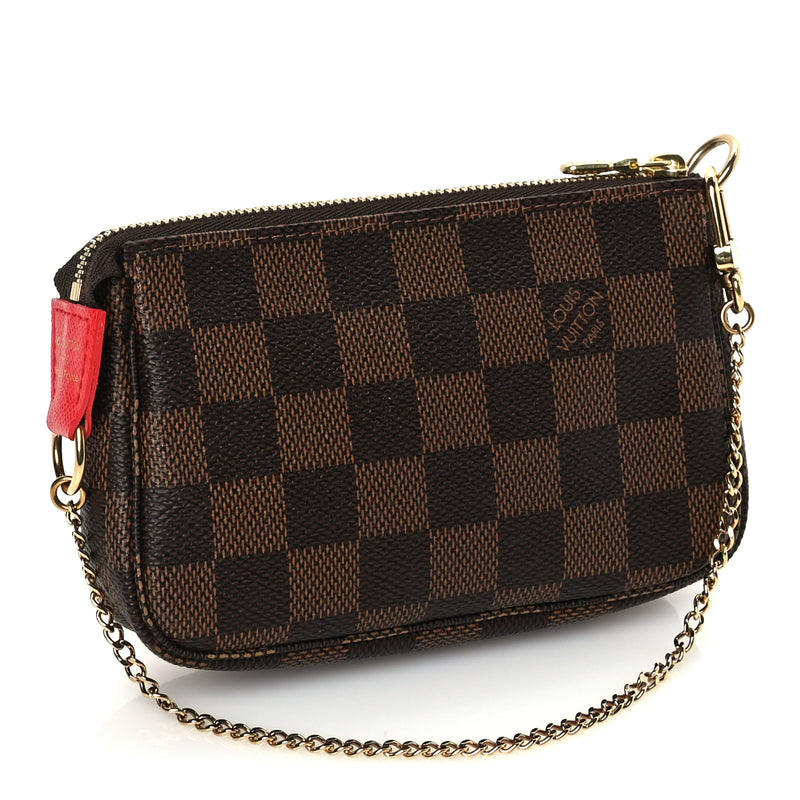 Louis Vuitton Damier Ebene 2019 Christmas Animation Mini Pochette Accessories Red