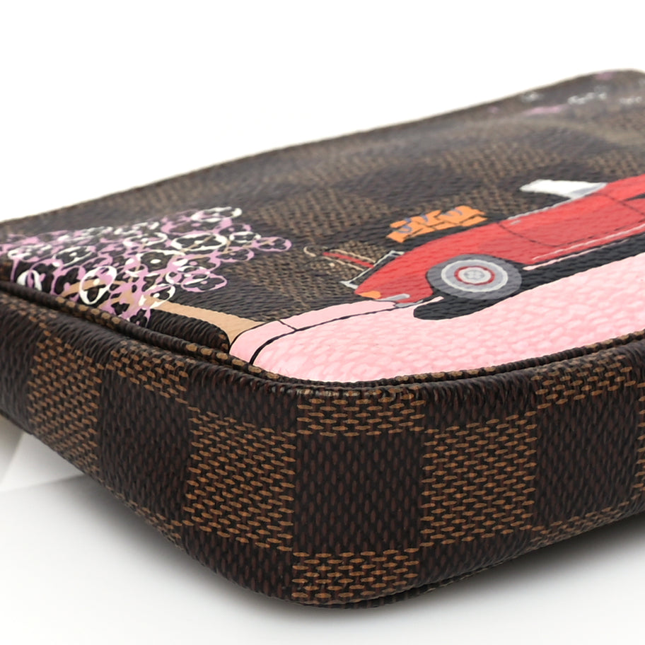 Louis Vuitton Damier Ebene 2019 Christmas Animation Mini Pochette Accessories Red Image 7