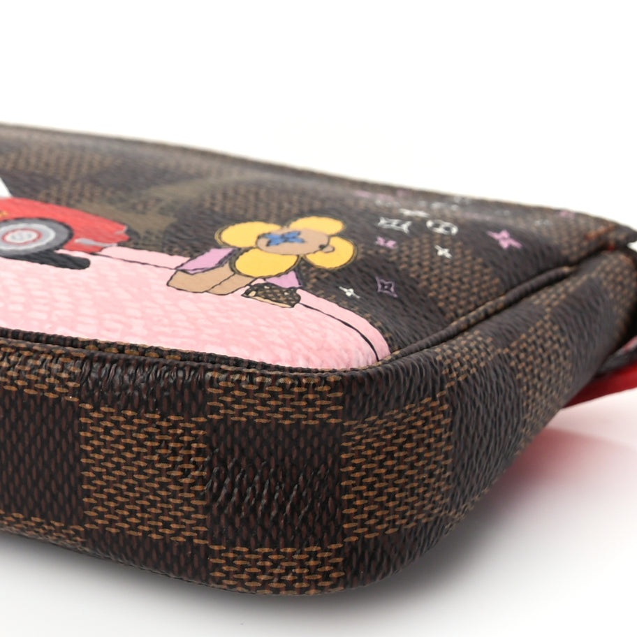 Louis Vuitton Damier Ebene 2019 Christmas Animation Mini Pochette Accessories Red Image 8