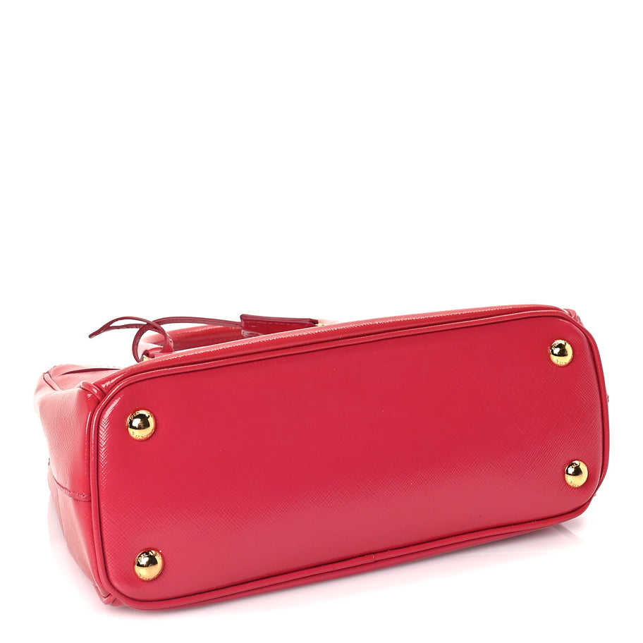 Prada Saffiano Vernice Mini Galleria Double Zip Tote Peonia Image 3