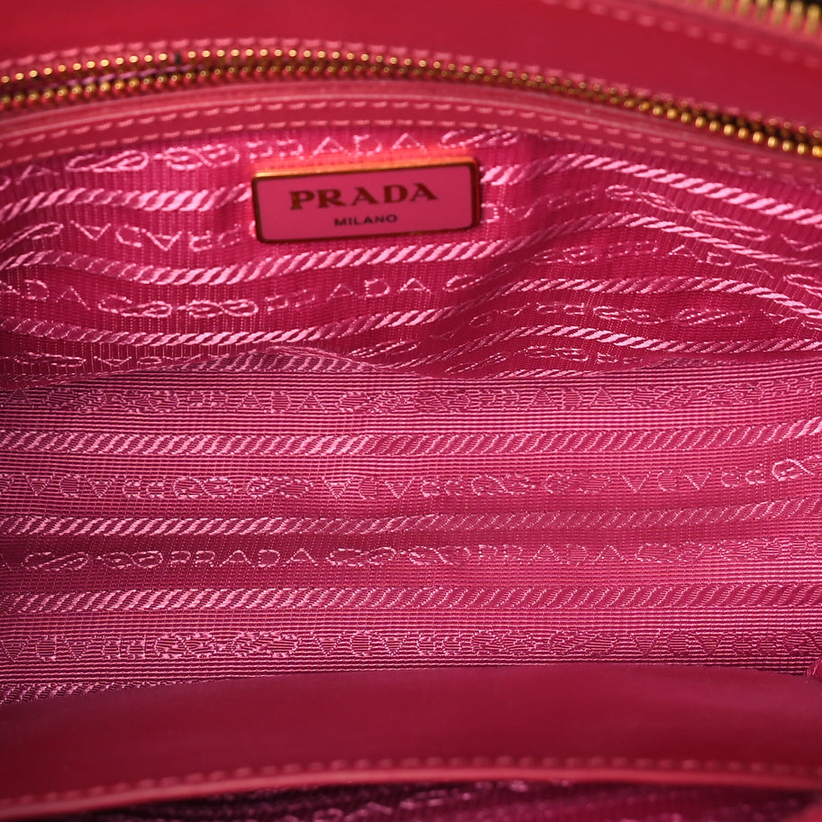 Prada Saffiano Vernice Mini Galleria Double Zip Tote Peonia Image 4