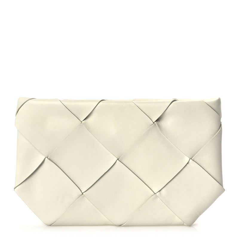  Bottega Veneta Nappa Maxi Blown Up Intrecciato Pouch Clutch  Optic White